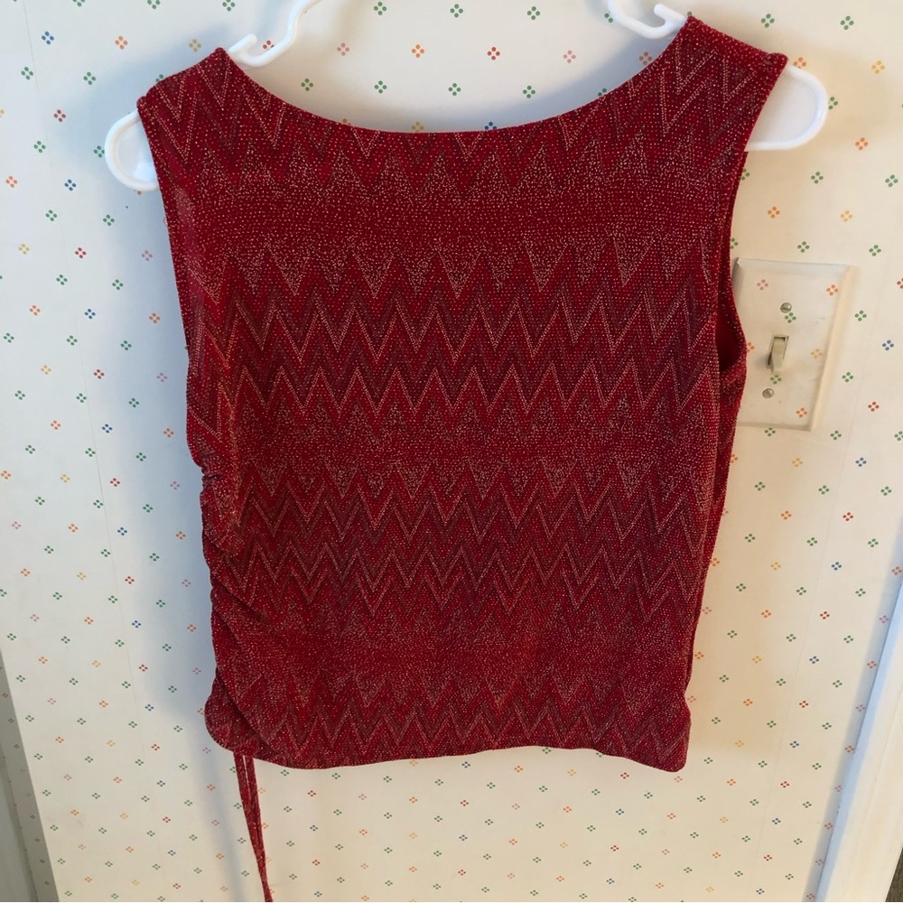 Vintage red sparkly going out top